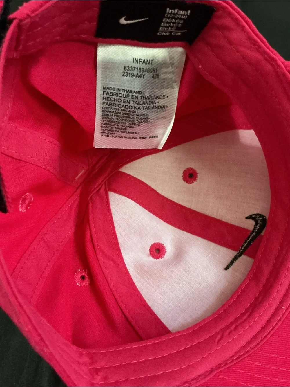 Nike Infant Club Cap - Hot Pink with Black Swoosh